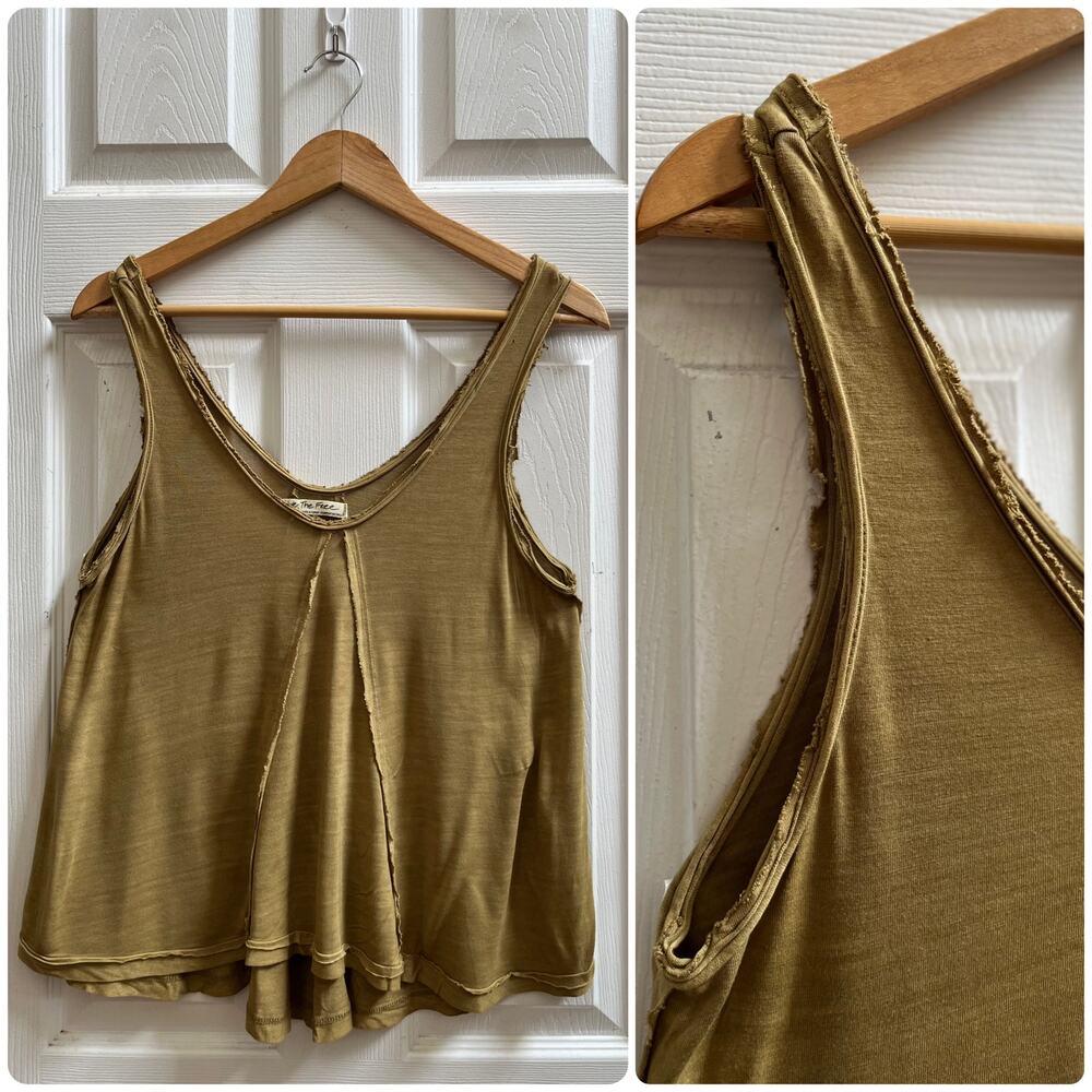 We The Free Khaki Swing Hi Low Hem Tank Top XS Flaw Please See All Pictures